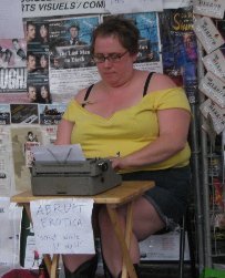 typing erotica at Beer Tent