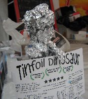 tinfoil dionsaur at beer tent